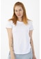 Maraton Sportswear Regular Kadın Bisiklet Yaka Kısa Kol Basic Beyaz T-Shirt 21962-Beyaz