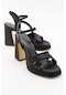 Lello Siyah Saten Kadın Topuklu Ayakkabı