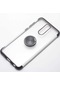 Tecno - Huawei Mate 10 Lite - Kılıf Yüzüklü Kenarları Renkli Arkası Şeffaf Gess Silikon - Siyah