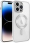 iPhone Uyumlu 14 Pro Kılıf Şeffaf Renkli Yumuşak Kamera Lens Korumalı Magsafe Şarj Kapak Demre - Gümüş