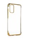 Noktaks - Samsung Galaxy Uyumlu A02s - Kılıf Dört Köşesi Renkli Arkası Şefaf Lazer Silikon Kapak - Gold