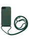 Noktaks - İphone Uyumlu İphone 7 Plus - Kılıf Renkli İp Askılı Koruyucu Ropi Kapak - Koyu Yeşil