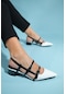 Cenova Beyaz-siyah Rugan Kadın Topuklu Sandalet
