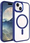 Noktaks - İphone Uyumlu İphone 15 Plus - Kılıf Sert Kablosuz Şarj Destekli Krom Magsafe Kapak - Lacivert