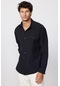 Tudors Relax Fit Geniş Kesim Kapaklı Cep Çıtçıtlı Siyah Erkek Gömlek-28433-siyah