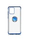 Tecno - Samsung Galaxy Uyumlu A91 S10 Lite - Kılıf Yüzüklü Kenarları Renkli Arkası Şeffaf Gess Silikon - Mavi