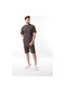 Kahverengi Nakış Detaylı Erkek Şort T-shirt Takım E7305 Kahverengi