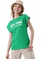 Kadın Yeşil New York Baskılı Tişört-26780-yeşil