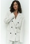 Bianda Çizgili Ekru Blazer