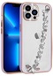 iPhone Uyumlu 13 Pro Max Kılıf Taş Süslemeli Kamera Korumalı El Tutamaçlı Lopard Blazer Kapak - Lila