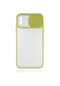 Tecno - İphone Uyumlu İphone X - Kılıf Slayt Sürgülü Arkası Buzlu Lensi Kapak - Sarı