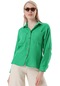 Kadın Yeşil Kol Katlamalı Keten Gömlek-20557-yeşil