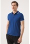 Twn Slim Fit Saks Mavi Düz Örgü T-Shirt 0Ec146011783M