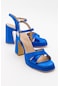 Luvishoes Lello Sax Mavi Saten Kadın Topuklu Ayakkabı