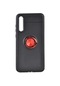 Noktaks - Huawei Uyumlu Huawei P20 Pro - Kılıf Yüzüklü Auto Focus Ravel Karbon Silikon Kapak - Siyah-kırmızı