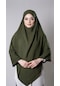 Haki Pratik Hazır Geçmeli Tesettür Eşarp Medine İpeği Bağcıklı Çift Katlı Sufle Hijab 2302 09