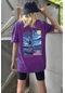 Van Gogh Baskılı Oversize Tshirt Mor