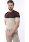 Kahverengi Fermuarlı Polo Yaka Desenli Erkek T-shirt E7296 Kahverengi