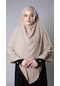 Bej Pratik Hazır Geçmeli Tesettür Eşarp Medine İpeği Bağcıklı Çift Katlı Sufle Hijab 2302 12