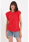 Weyeze Kolsuz Basic Örme T-shirt Ad-y38624wyz- Kırmızı