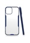 Noktaks - iPhone Uyumlu 12 - Kılıf Kenarı Renkli Arkası Şeffaf Parfe Kapak - Lacivert