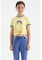 Tommy Life Sarı Baskı Detaylı O Yaka Çok Renkli Bağlama Detaylı Kız Çocuk T-shirt - 75113 Sarı