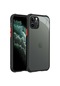 Noktaks - iPhone Uyumlu 11 Pro - Kılıf Kenarları Tırtıklı Renkli Düğmeli Kaff Kapak - Siyah