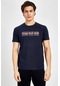 Maraton Sportswear Regular Erkek Bisiklet Yaka Kısa Kol Basic Açık Lacivert T-Shirt 18815-Açık Lacivert