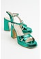 Luvishoes Lello Yeşil Desenli Kadın Topuklu Ayakkabı