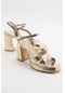 Luvishoes Lello Altın Desenli Kadın Topuklu Ayakkabı