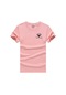 Pembe 8 Renk Yüksek Kalite 100% Zarif Pamuk Erkek T-shirt Baskılı Moda Kısa Kollu Ince T Gömlek