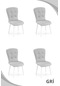 Haman 4 Adet Safir Serisi Babyface Kumaş Beyaz Ahşap Gürgen Ayaklı Mutfak Sandalyeleri Gri