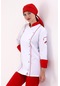 Kadın Aşçı Ceket 01 - Beyaz-kırmızı Biye-7360