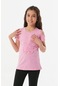 Fulla Moda Kelebek Işlemeli Omuz Detaylı Kız Çocuk T-shirt Pembe 23YCCK754188203Pembe