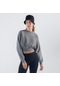 Monica Kadın Gri Melanj Oversize Bisiklet Yaka Crop Sweatshirt