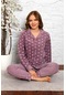 Nisanca Kadın Kışlık Welsoft Peluş Polar Düğmeli Pijama Takımı Lila
