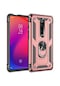 Noktaks - Xiaomi Uyumlu Xiaomi Mi 9t / Mi 9t Pro - Kılıf Yüzüklü Çift Katman Zırh Tank Vega Kapak - Rose Gold