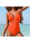 Kadinlar Bikini 1 Parca Şakav Yastikli Örgü Ekley Mayo Çift Seh Omuz Askısı P M Turuncu Altın
