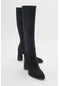 Decer Siyah Desenli Kadın Topuklu Çizme