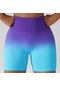 Nefes Sıkı Spor Şort Yüksek Bel Streç Elastik Fitness Pantolon Rahat Ince Pantolon Degrade Dikişsiz Yoga Şort 22290 Violet