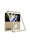 Noktaks - Samsung Galaxy Uyumlu Z Fold 5 - Kılıf Metal Görünümlü Full Camlı Kıpta Kapak - Gold