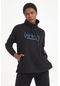 Maraton Sportswear Comfort Kadın Şal Yaka Uzun Kol Basic Siyah Sweatshirt 19417-siyah