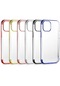 Noktaks - iPhone Uyumlu 12 - Kılıf Dört Köşesi Renkli Arkası Şefaf Lazer Silikon Kapak - Gri