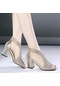 Altın Yaz Kadın Moda Rahat Ayak Bileği Sandalet Yüksek Topuklu Elbise Ayakkabı Kadın Burnu Açık Sandalet