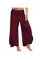 Şarap Kırmızısı Kadın Palazzo Boho Geniş Bacak Pantolon Gevşek Şifon Etek Alevlendi Yoga Pantolon Artı Boyutu 5xl Bordo