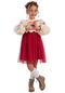 Gül İşlemeli Tüllü Kız Çocuk Elbise - Kırmızı