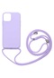 Noktaks - İphone Uyumlu İphone 12 Mini - Kılıf Renkli İp Askılı Koruyucu Ropi Kapak - Mor