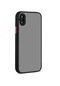 Noktaks - iPhone Uyumlu X - Kılıf Arkası Buzlu Renkli Düğmeli Hux Kapak - Siyah
