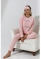 Fawn 5018 Peluş Welsoft Polar Kışlık Yıldızlı Yumoş Kadın Pijama Takımı Toz Pembe