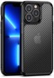 Mutcase - İphone Uyumlu İphone 13 Pro Max - Kılıf Karbon Fiber Tasarımlı İnoks Kapak - Siyah